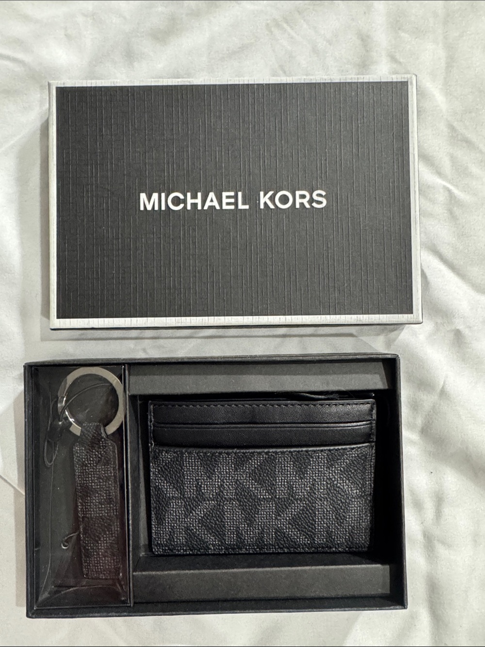 Michael Kors Black MK Logo Card Holder with Keyring
